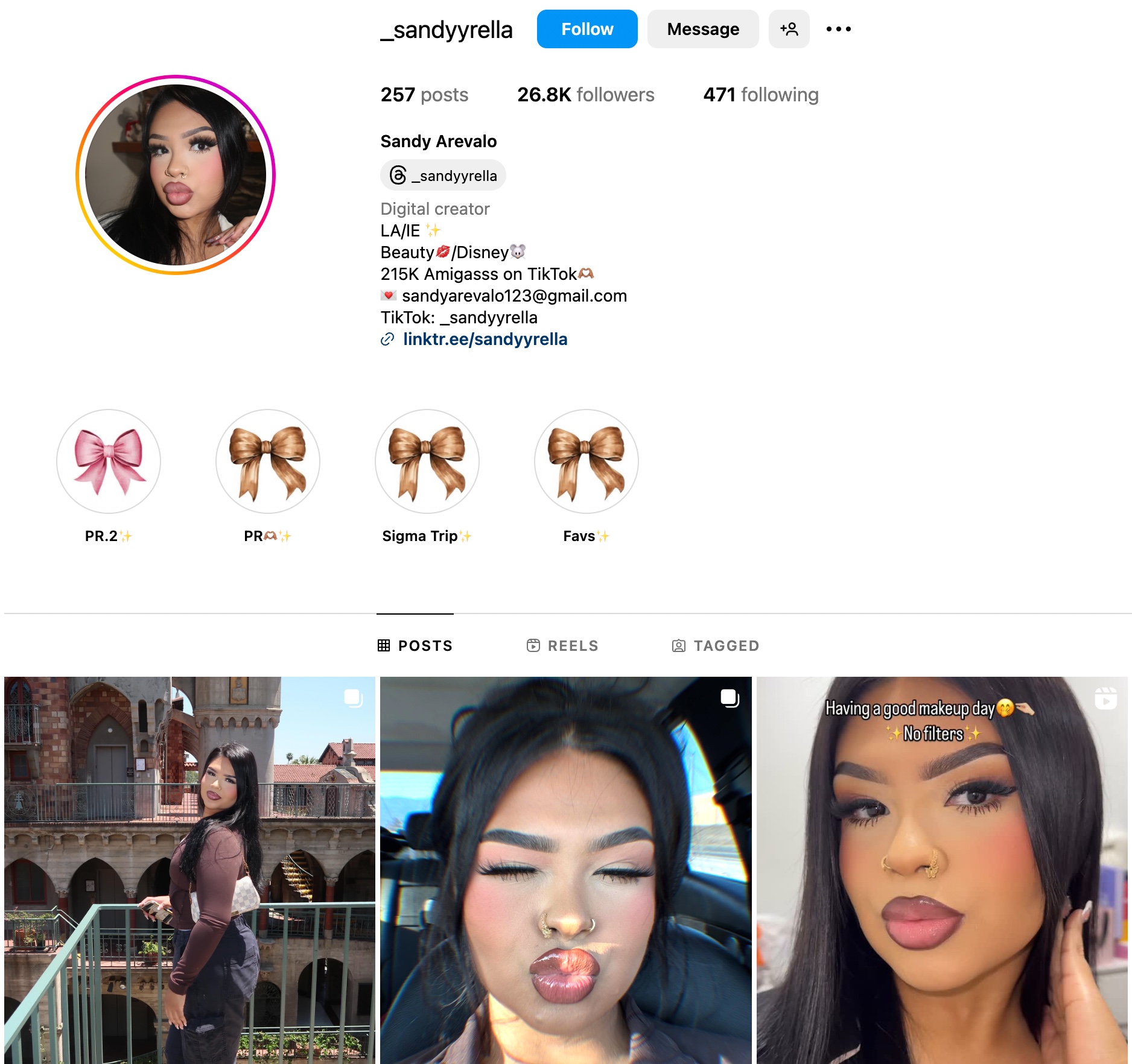 Sandy Arevalo Instagram Profile