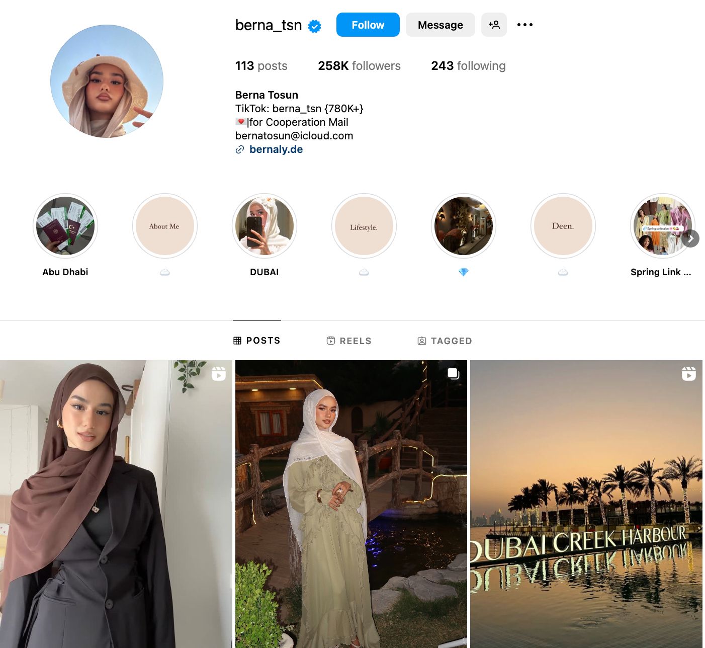 Berna Tosun Instagram Profile