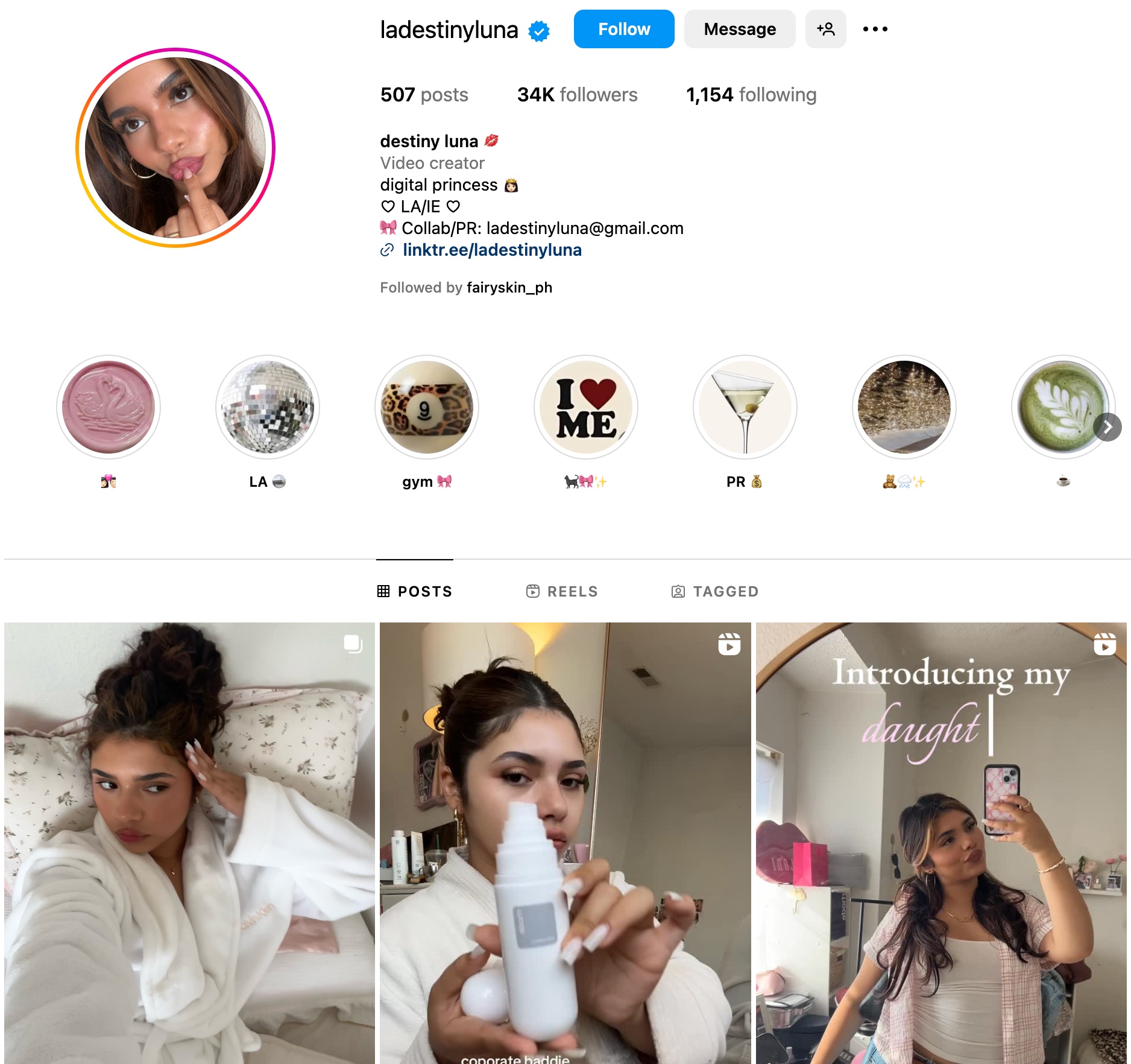Destiny Luna Instagram Profile