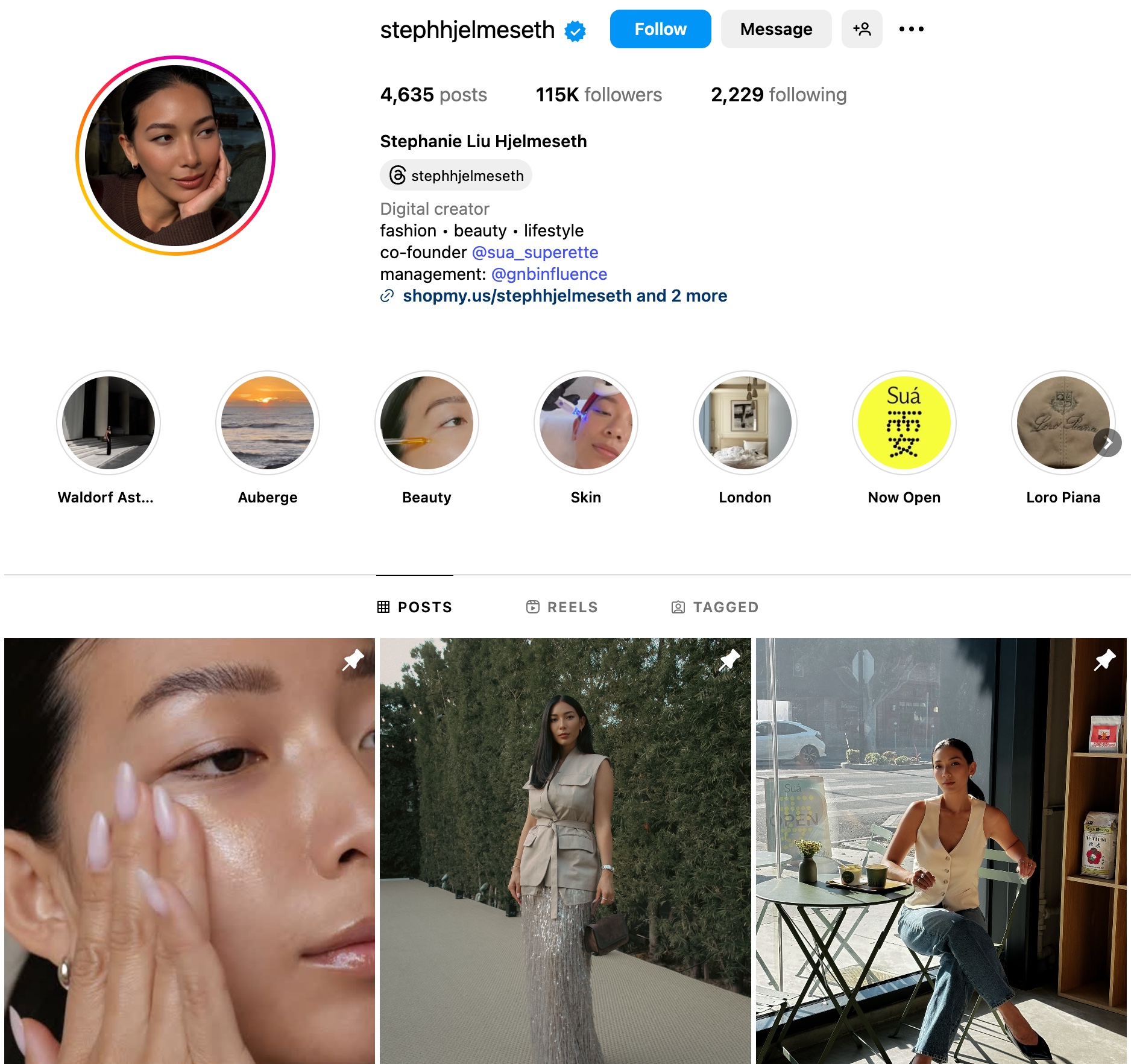 Stepahnie Liu Hjelmeseth Instagram Profile